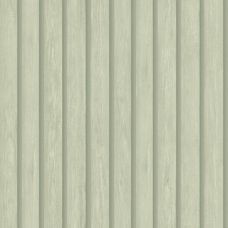 Holden Decor Wood Slat Soft Green Wallpaper Modern Realistic Trendy Feature Wall