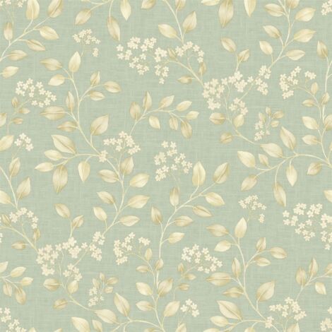 Grandeco Blossom Trail Sage Green Wallpaper Textured Floral Paste The Wall Vinyl