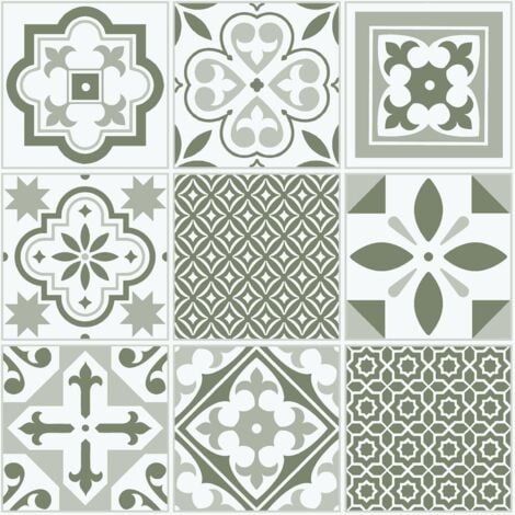 Oriental Green Floor Tiles Self Adhesive Vinyl Flooring Kitchen Bathroom 1m²