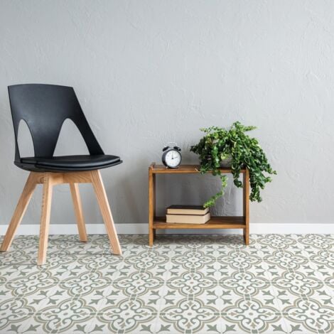 Motif Green Floor Tiles Self Adhesive Vinyl Flooring Kitchen Bathroom 1m²