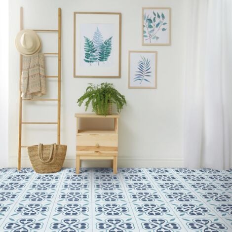 Oriental Flower Floor Tiles Self Adhesive Vinyl Flooring Kitchen Bathroom 1m²