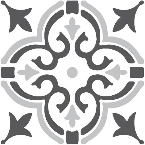 Stencil Motif Grey Floor Tiles Self Adhesive Vinyl Flooring Kitchen Bathroom 1m²