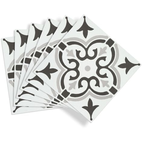 Stencil Motif Grey Floor Tiles Self Adhesive Vinyl Flooring Kitchen Bathroom 1m²