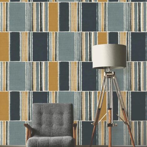 Retro Geometric Wallpaper – Mid-Century Modern Abstract Stripe