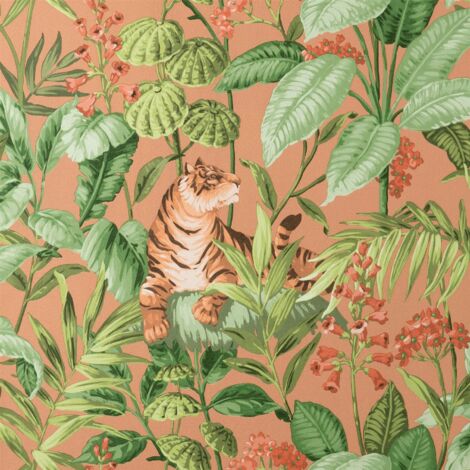 Fine Decor Floral Tiger Terracotta Wallpaper Botanical Stylish Textured Vinyl (1/4)