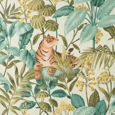 Fine Decor Floral Tiger Cream Wallpaper Botanical Stylish Textured Vinyl (1/4)