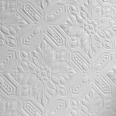 Anaglypta Supaglypta White Paintable Floral Wallpaper Embossed Tough Durable