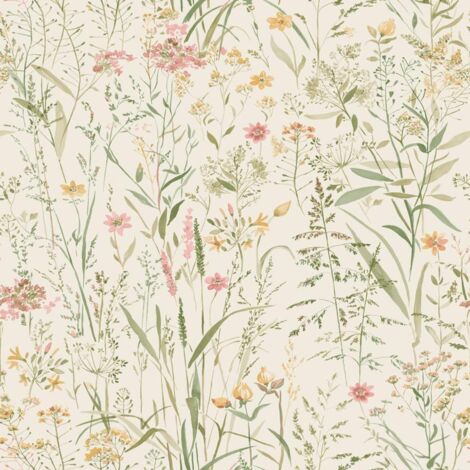 Grandeco Free Flower Neutral Wallpaper Floral Botanical Textured Paste The Wall (1/4)