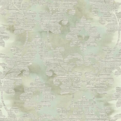 Wallquest Villa Rosa Damask Leaf Sage Wallpaper Floral Leaves Acrylic Coated (1/4)