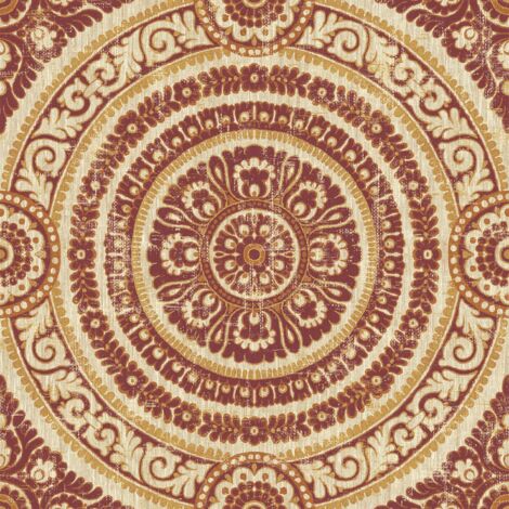 Wallquest Caspia Damask Circle Red Wallpaper Classic Acrylic Coated Stylish (1/4)
