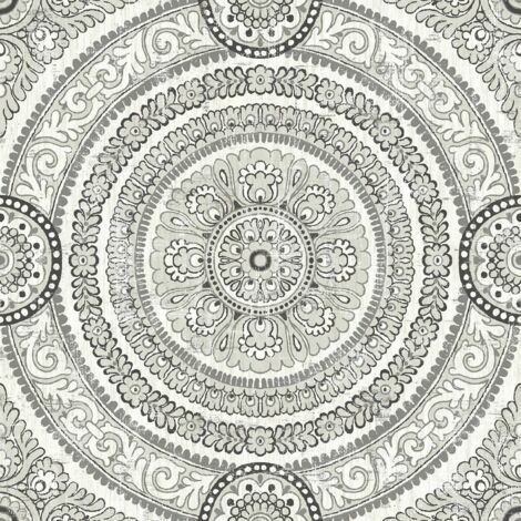Wallquest Caspia Damask Circle Black Wallpaper Classic Acrylic Coated Stylish (1/4)