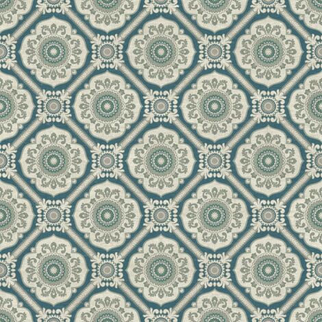 Wallquest Caspia Retro Floral Blue Wallpaper Flowers Stylish Acrylic Coated (1/4)