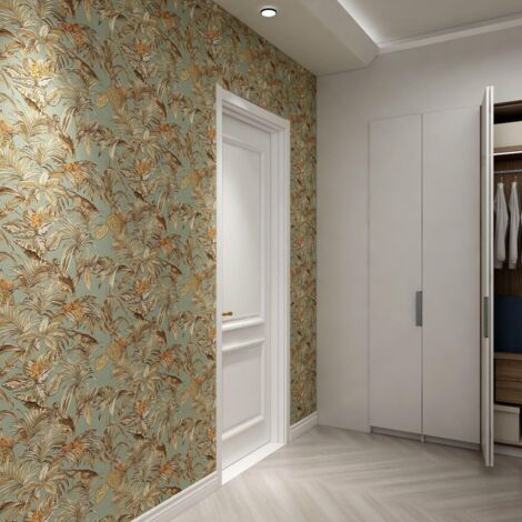Design ID Sage Green Tropical Wallpaper Palm Leaf Paste The Wall Textured Vinyl