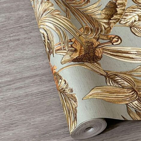 Design ID Sage Green Tropical Wallpaper Palm Leaf Paste The Wall Textured Vinyl