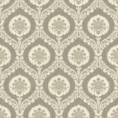 Wallquest Caspia Traditional Wallpaper Grey White Floral Acrylic Coated (1/4)