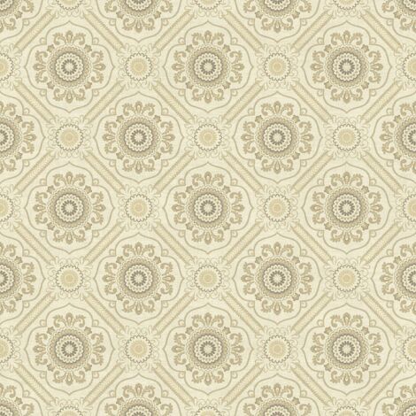 Wallquest Floral Brocade Gold Wallpaper Flowers Classic Acrylic Coated (1/4)