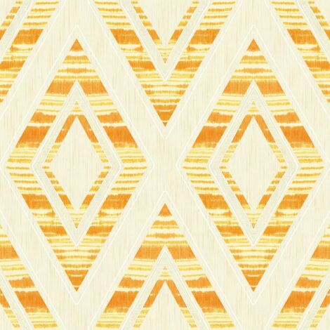 Wallquest Tribal Stripes Orange Wallpaper Metallic Effect Stylish Feature Wall (1/4)