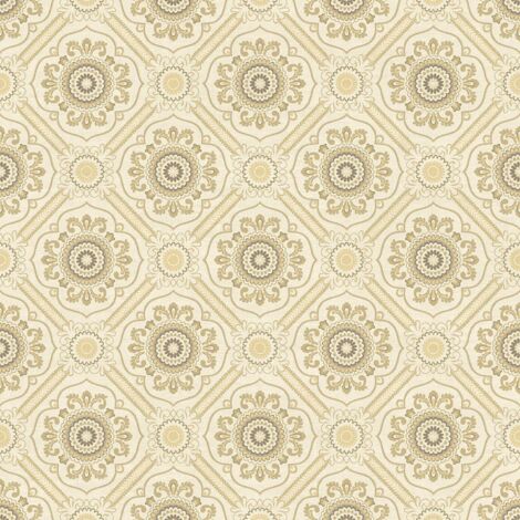 Wallquest Floral Brocade Beige Wallpaper Flowers Classic Acrylic Coated (1/4)