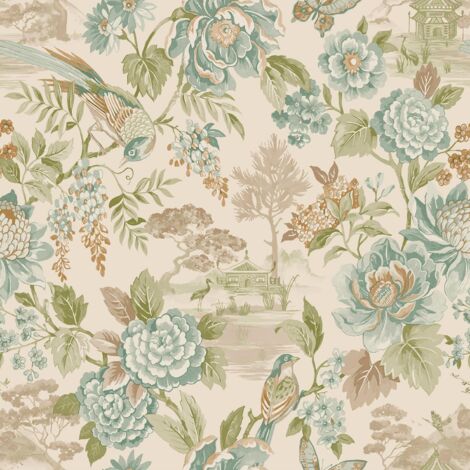 Holden Decor Scenic Bird Trail Teal Orange Wallpaper Naturistic Feature Wall (1/4)