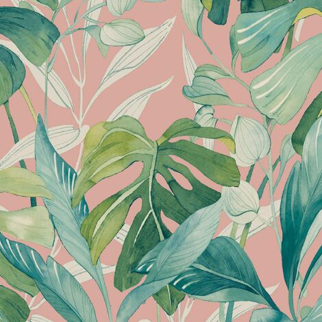 Grandeco Conservatory Pink Wallpaper Botanical Textured Paste The Wall Vinyl (1/4)