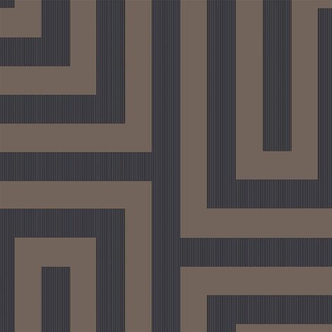 Grandeco Links Black Gold Wallpaper Greek Key Metallic Modern Contemporary (1/4)