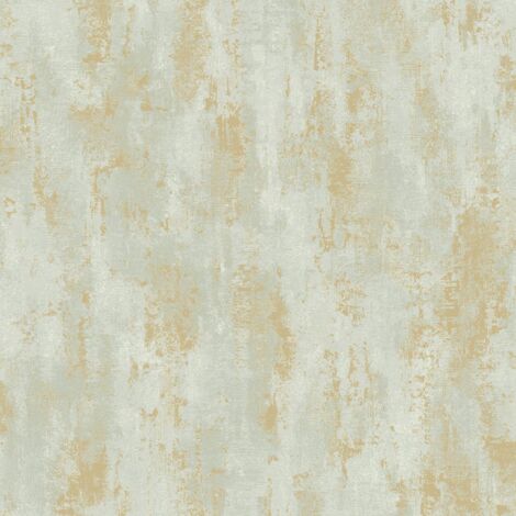 Grandeco Venetian Plain Green Metallic Gold Wallpaper Textured Blown Vinyl (1/4)