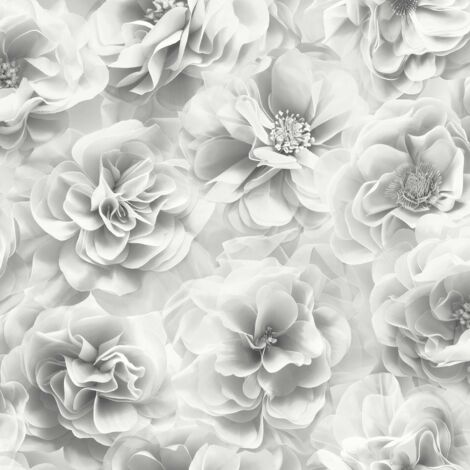 Debona Bloom Silver Wallpaper Floral Rose Glamorous Stylish Feature Wall (1/4)