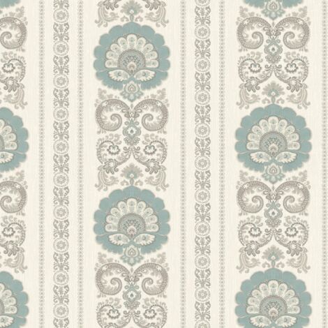 Wallquest Vintage Damask Teal Wallpaper Classic Traditional Acrylic Coated (1/4)