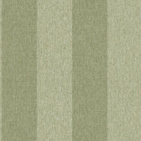 Crown Harris Tweed Herringbone Stripe Green Wallpaper Luxury Fabric Effect (1/4)