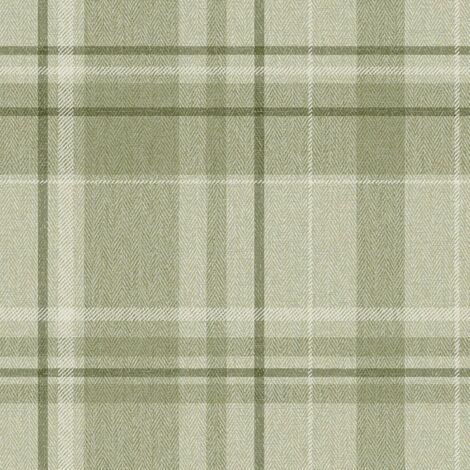 Crown Harris Tweed Herringbone Check Green Wallpaper Luxury Fabric Effect (1/4)