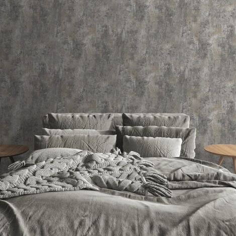 Muriva Cove Texture Charcoal Grey Wallpaper Modern Realistic Feature Wall