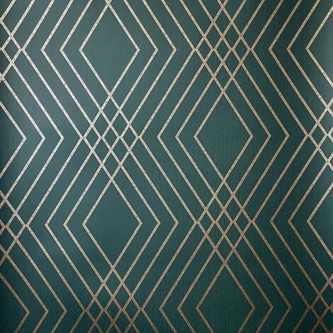 Fine Decor Shard Trellis Emerald Green Wallpaper Metallic Effect Feature Wall (1/4)