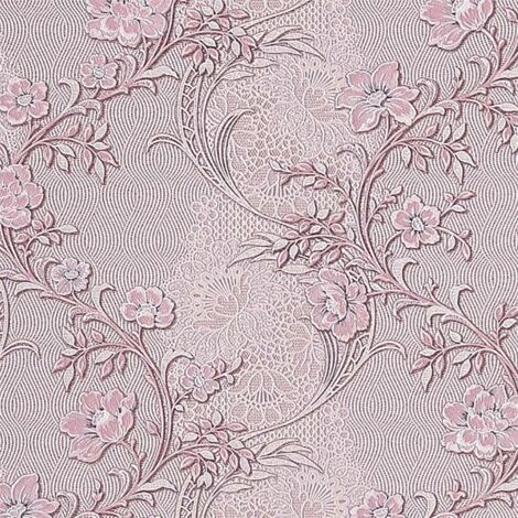 Comfort Textured Wallpaper Pink Flowers Vines Retro Classic Paste The Wall Paper