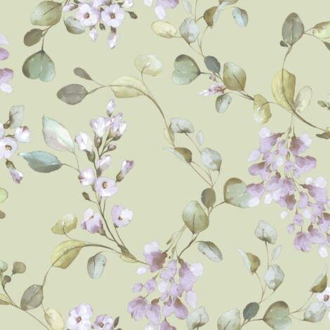 Rasch Rosalie Lilac Sage Green Wallpaper Flowers Blossom Paste The Paper (1/4)