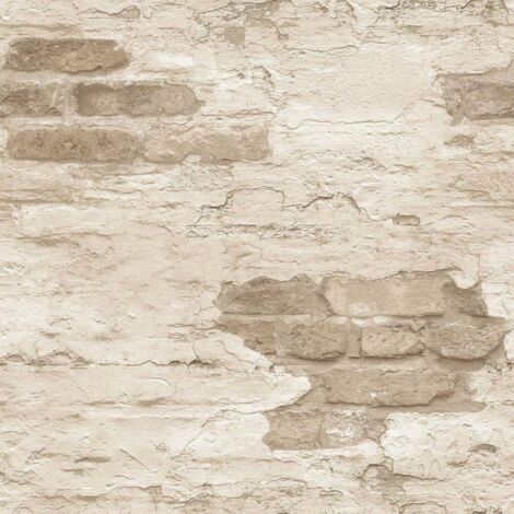 Galerie Grunge Distressed Wall Exposed Bricks Wallpaper Beige Industrial Vintage