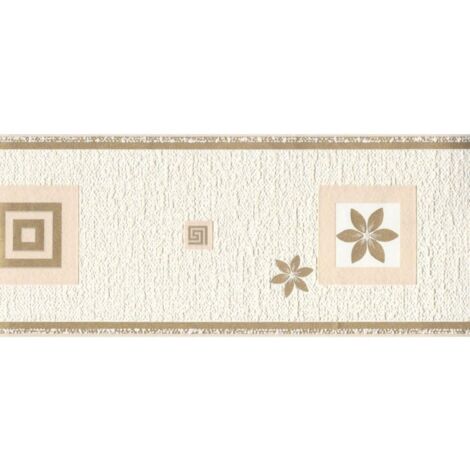 AS Creation Gold Flowers and Geometric Shapes Border Beige Modern
