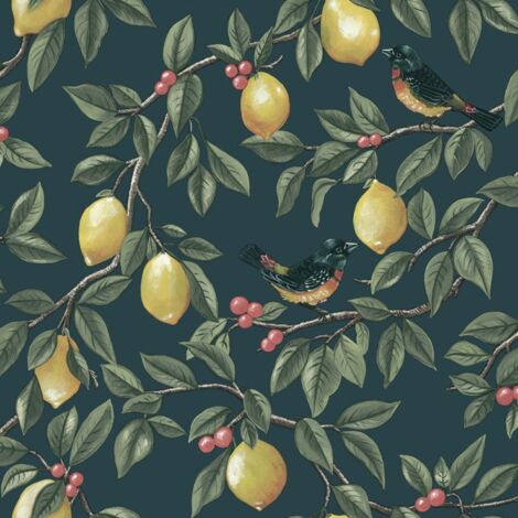 Holden Lemon Leaf Trail Teal Wallpaper Botanical Paste The Paper (1/4)