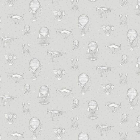 Grandeco Jack N Rose Hot Air Baloon Grey Wallpaper Nursery Past The Wall Vinyl (1/4)