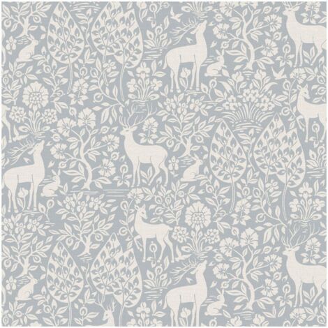 Holden Decor Deer Woods Blue Wallpaper Washable Paste The Paper Animals Forest (1/4)