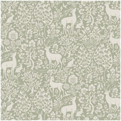 Holden Decor Deer Woods Sage Wallpaper Washable Paste The Paper Animals Forest