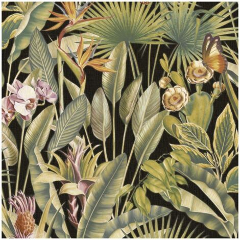 Vasari Luxury Heavyweight Vinyl Botanical Black Wallpaper Paste The Paper (1/4)