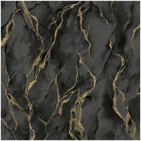 Vasari Rasch Heavyweight Vinyl Pandora Black Gold Wallpaper Paste The Paper