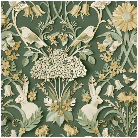 Fine Decor Woodland Green Wallpaper Paste The Paper Washable Kids Room Bedroom (1/4)