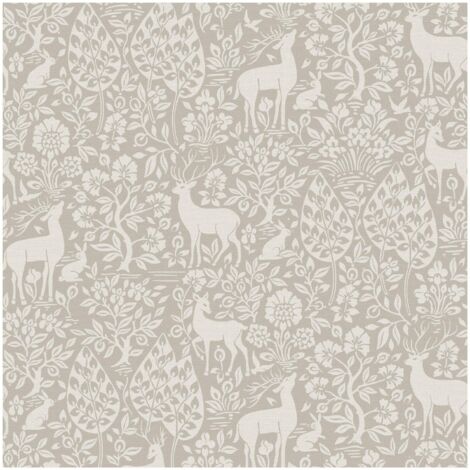 Holden Decor Deer Woods Taupe Wallpaper Washable Paste The Paper Animals Forest (1/4)