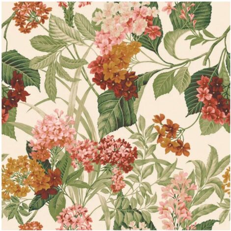 Sage/Orange Wallpaper Floral Bloom Paste the Paper 10m x 53cm Belgravia Decor (1/4)