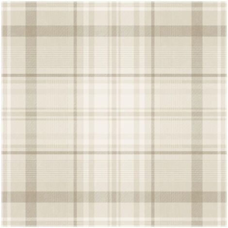 Holden Decor Kirkham Check Neutral Wallpaper Paste The Paper Washable Bedroom (1/4)
