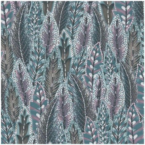 Holden Leaves Amherst Purple Wallpaper Paste The Wall Strippable Feathers (1/4)