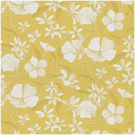 Erismann Yellow Floral Wallpaper Paste the Wall Vinyl Scrubbable Textured (1/4)