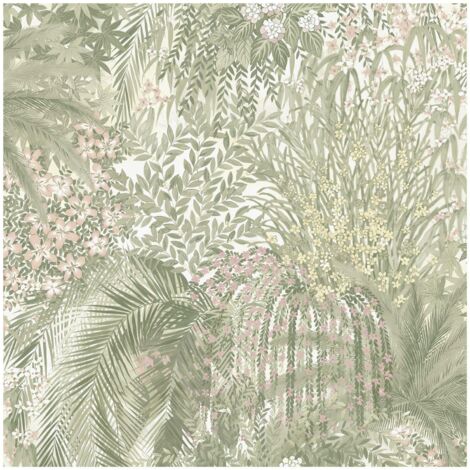 Grandeco Paradise Green Botanical Wallpaper Washable Paste The Paper Lush Garden (1/4)