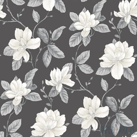 Watercolours Charcoal White Floral Wallpaper Lily Flowers Botanical Galerie